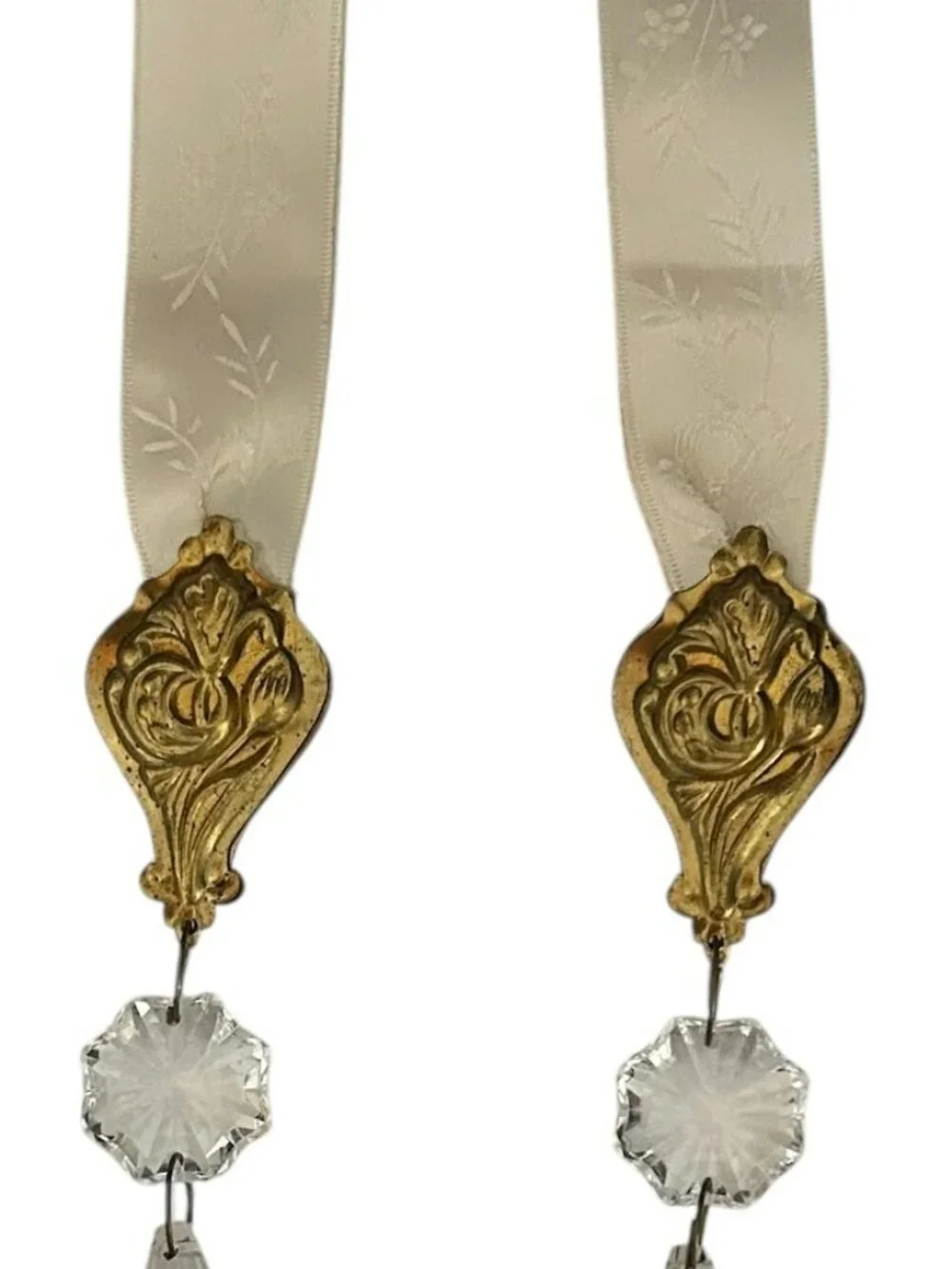 Vintage Tear Drop Ornaments Chandelier Prisms Suncatchers Hanging Pair